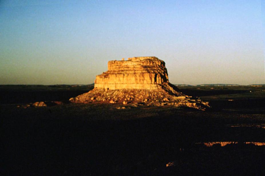 Fajada butte, Chaco Canyon, at sunrise on 21 June 1997, seen from the Northeast