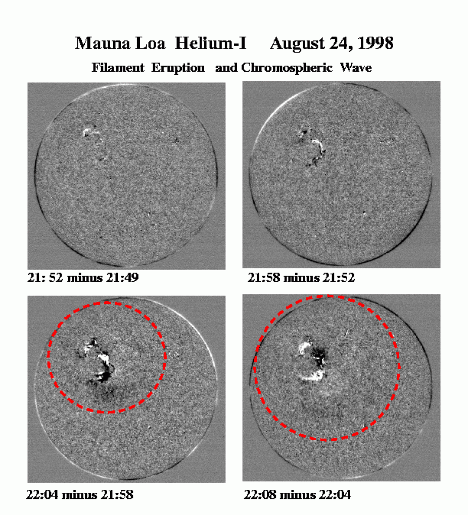 Chromospheric wave as observed by MLSO's CHIP Helium Imager