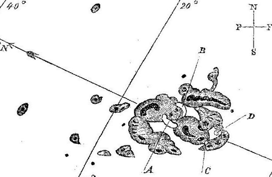 Drawing of solar flare observed by Richard Carrington