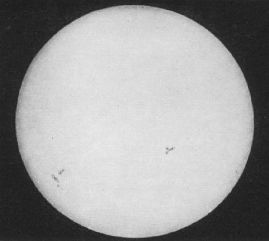 Reproduction of the first daguerrotype of the Sun